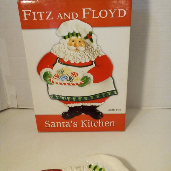 Fritz And Floyd Santa's Kitchen Canape Plate Christmas Cookies Holiday - Picture 8 of 13